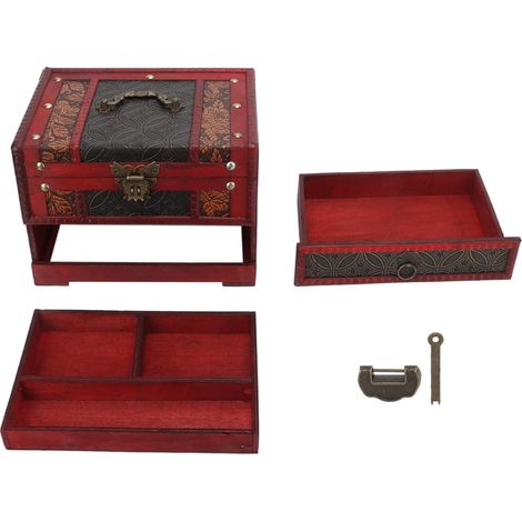 Boîte à Bijoux Vintage, Design Multicouche Rétro élégant Belle Boîte De Rangement De Bijoux en Bois Fonctionnelle avec Serrure pour Un Usage Domestique (1/5)