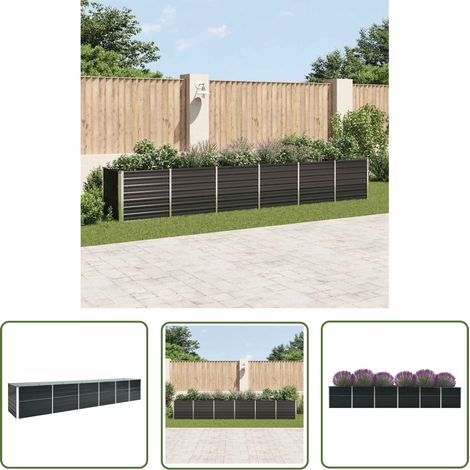 The Living Store Garten-Hochbeet Verzinkter Stahl 480x80x77 cm Anthrazit - Hochbeet - Gartenhochbeet - Stahlteich - Pflanzenbehälter - Balkonbepflanzung (1/5)