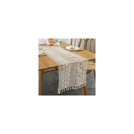 Tovaglia rettangolare in macramè, pizzo all'uncinetto, elegante tovaglia lavorata a maglia per uno stile rustico, all'uncinetto, bohémien, vintage, country (30x300 cm)