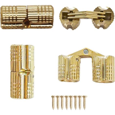 Charnières invisibles en laiton de 8mm,charnières dissimulées pour boîte en bois,Angle d'ouverture de 180°,petites charnières pour meubles,4 pièces (1/5)