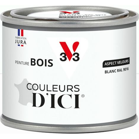 Vernice per legno per esterni V33, colori da qui, bianco RAL 9016 velluto 0,125 l V33