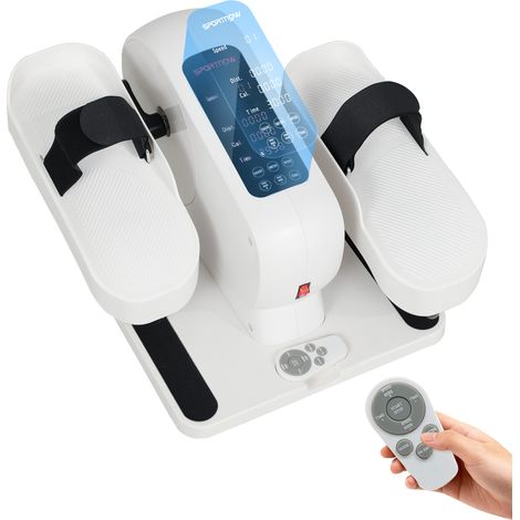Pedalier d'appartement - SPORTNOW - écran LED, télécommande et 12 vitesses réglables, silencieux portable - 45x42x26cm - blanc