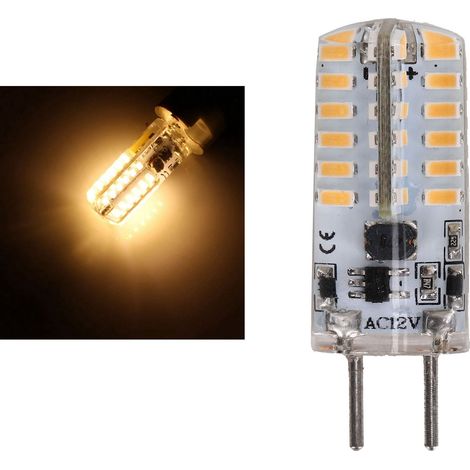 Ampoule en silicone 48 LED 3 W 300 lm GY6.35 BiPin AC12V pour lustre/plafonnier (blanc chaud 2700 K 3100 K) (1/5)