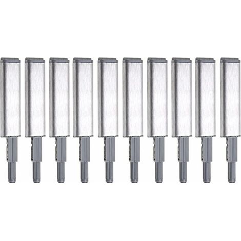 Sistema De Apertura Por Pulsación - Para Puertas Y Cajones De Muebles - 82 X 21 X 12 Mm - Acero Inoxidable Y ABS - Plata - Pack De 10 (1/5)