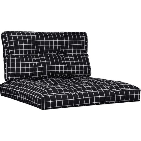 Maison Exclusive - Palettenkissen 2-tlg. Schwarz Karomuster Stoff