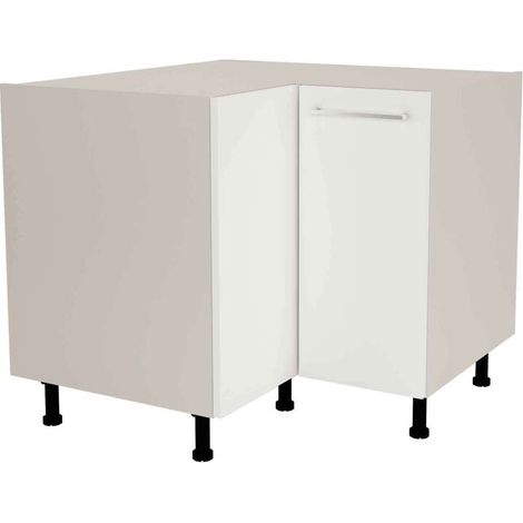 Mueble bajo de rincón acabado en puertas en color blanco mate, 85 cm(alto)93x93 cm(ancho)60 cm(largo) (1/2)