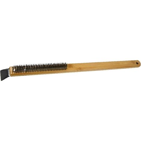 Brosse de cuisine pour four à pizza, manche en bois, poils en laiton, petite brosse de nettoyage pour grille de four. (1/5)
