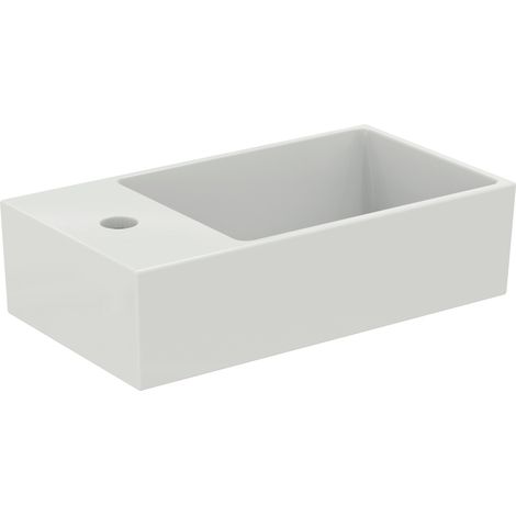 Lavamanos EXTRA 450x250x150mm, blanco lijado con IdealPlus 1 HL, con rebosadero, balda a la izquierda IDEAL STANDARD (1/3)