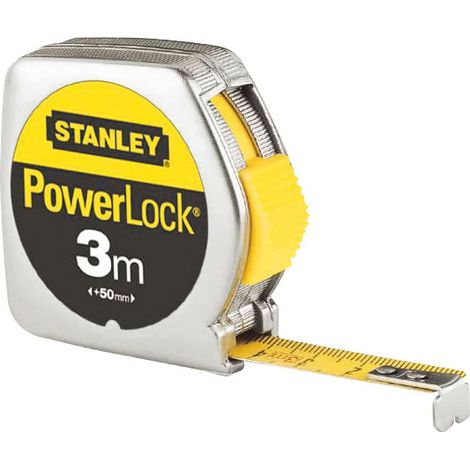 Mètre ruban avec boîter métallique - Largeur ruban : 12,7 mm - Longueur : 3 m - STANLEY