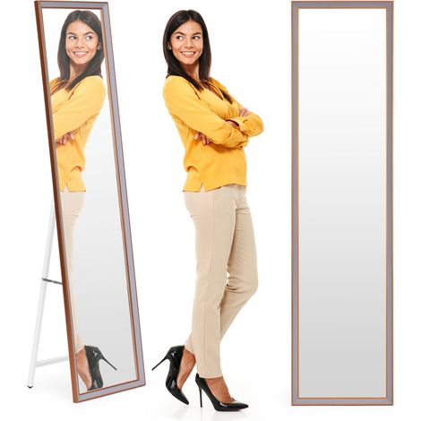 Large standing mirror, 148 cm, aluminum frame, foldable, ModernHome
