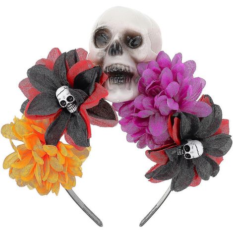 Haarband mit Stoffrose, Halloween-Skelett-Kopfschmuck, Festival-Kopfbedeckung (1/4)