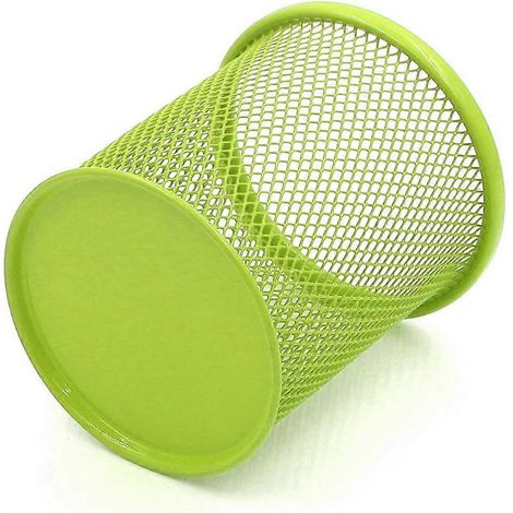 Deux porte-stylos ronds en acier tressé, organisateurs de bureau, adaptés aux fournitures de bureau, robustes et durables, écologiques, pouvant contenir des ciseaux, des règles, etc. (1/5)