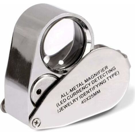 Loupe de bijoutier 40x loupe pliante pour bijoux avec lumière LED éclairée (détection de devise LED/jewlers identifiant le type Lupe)