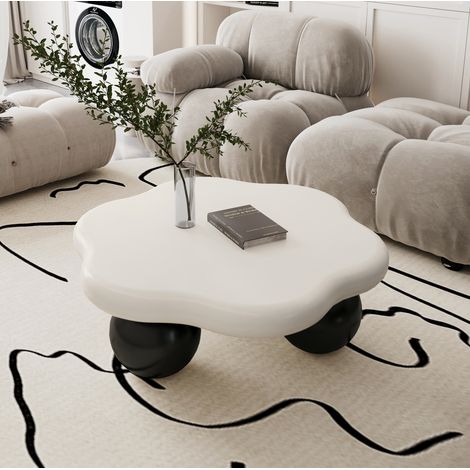 Tavolo da caffè nuvola bicolore MDF 80x35 cm OKMYHOME (1/5)