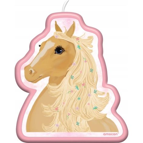 Décoration de gâteau avec bougie, thème cheval, poney, pour anniversaire, 9 cm (1/2)