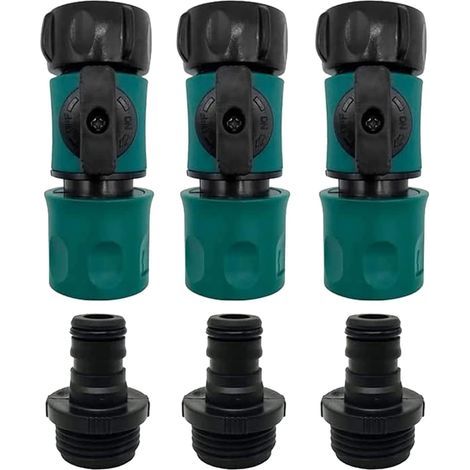 8.5x3.5CM Garden Hose Quick Connector with Valve, 3/4" Quick Connect Fittings, ABS Plastic Connector