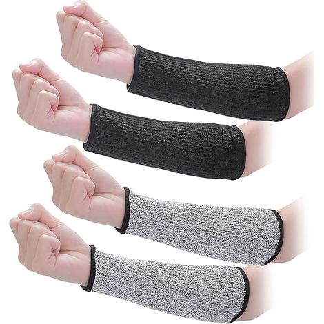 Noir,Gris,2 Paires Gants en Résistants aux Coupures Classe Manchons en Tricot Résistants aux Coupures 5 Protection des Bras Manchon de Protection Cut (1/4)