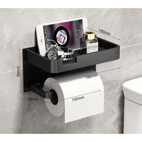 Porta carta igienica, porta carta igienica leggero e di lusso, supporto per cellulare (nero) (1/5)