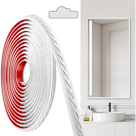 Moulures PVC autocollantes, 600cm×2cm, pour plafonds, murs, bordures, cadres miroirs, plinthes, - Blanc Argent (600cm×2cm) 600cm×2cm (1/5)