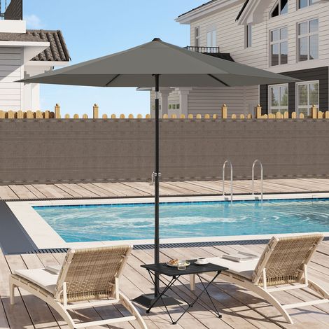 WOLTU Sonnenschirm Balkonschirm Φ240cm Strandschirm UV-beständig wasserdicht Sonnenschutz, höhenverstellbar, 45°knickbar, mit Handkurbel Tragetasche, Balkon Strand Garten, sechseckig, Dunkelgrau