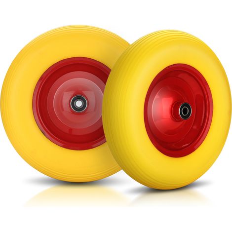 TolleTour 2x Ruota completa antiforatura 4.80 / 4.00 - 8 per Carrello a mano, in PU / Poliuretano, profilo scanalato, portata max. 200 kg , per Carrello a carriola