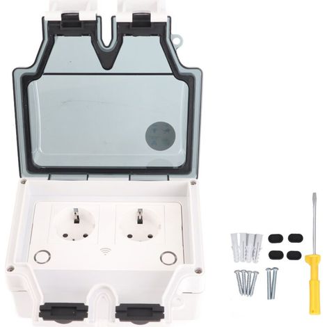 SJLERST Prise de Courant Extérieure étanche, 16A IP66 étanche à la Pluie Murale électrique Wifi Prise Intelligente Type 86 Prise de Courant, Prise Ue 110‑250V (SNW-2SR)