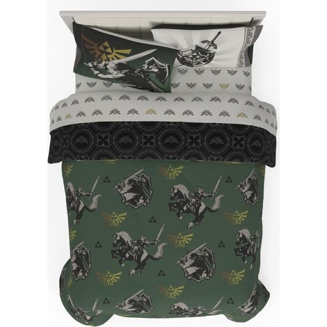 Parure de lit 7 pièces Super Douce réversible avec Couvre-Oreiller, lit Double (1/2)
