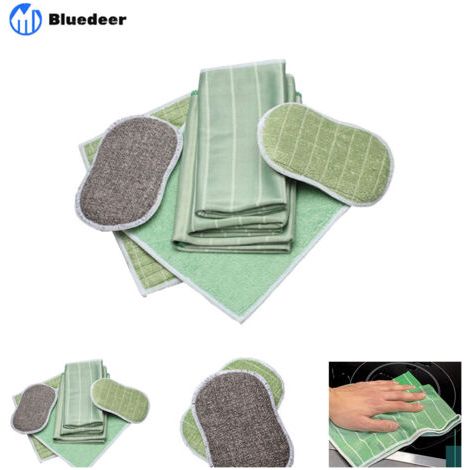 Lot de 6 Chiffon Bambou Microfibre pour Vitres Miroirs Carreaux Carrosserie Microfibre Bambou Vitre Ménage Salle de Bain