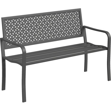 Gartenbank aus Metall für 2 Personen, dunkelgrauer Stahl, 127 x 61 x 85 cm, HOMVRA (1/5)