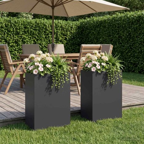 vidaXL Macetero de Jardín 2 uds. Negro 40 x 30 x 75 cm (1/5)