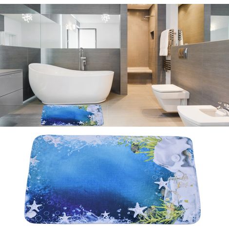 Tapis de bain, tapis de cuisine, tapis long antidérapant, tapis de chambre, tapis de balcon, paillasson, tapis motif plage, 50 x 80 cm (1/5)