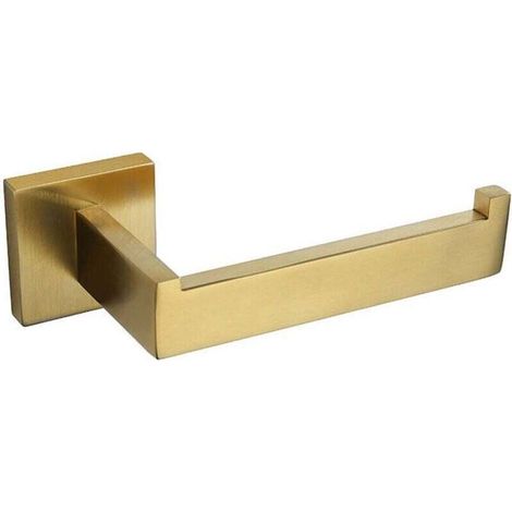 Brushed Brass Toilet Paper Holder, Stainless Steel Toilet Roll Holder for Bathroom and Kitchen, Gold (Square)