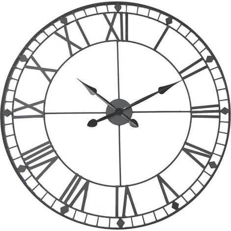 – Riesige 88 cm Wanduhr aus schwarzem, antikisiertem Metall – 4,5 cm dick – Vintage-Industriedesign, geeignet für die Inneneinrichtung