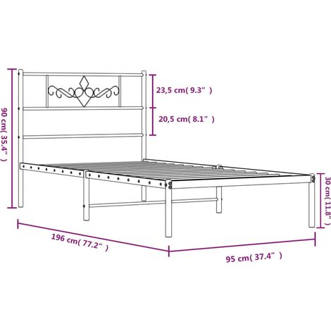 Vidaxl - Struttura letto con testiera 90x190 cm Metallo bianco, letto in metallo, montaggio facile (1/4)