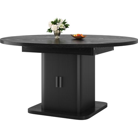 CHICFURN Mesa de comedor extensible 110-149,8 x 110 x 75 cm de MDF negra con almacenaje (1/5)