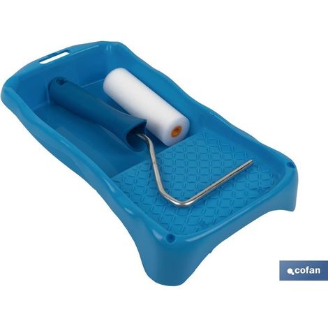 COFAN kit esmaltar rodillo+cubeta 16 x 31 cm , Kit de Esmaltar compuesto de rodillo de espuma de 11 cm y cubeta de 16 x 31 cm. Este kit de bandeja y rodillo de pintura ofrece un ac