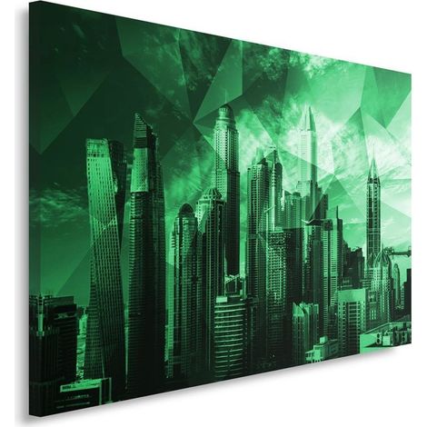 Tableau sur toile Ville géométrique Vert 60x40 (1/5)