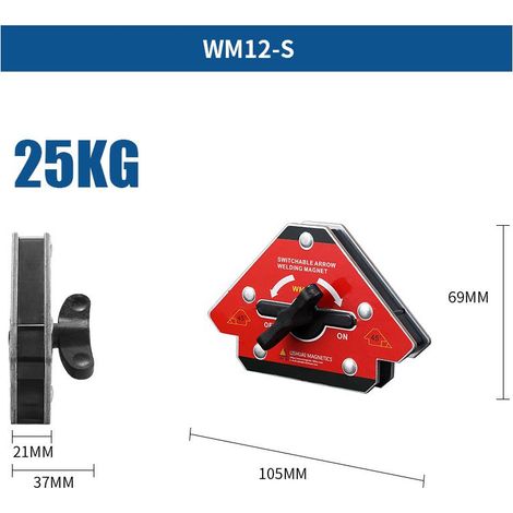 Positionneur Magnétique, Aimant de Soudeur Equerre Magnétique Soudure commutable, Supports de Soudure Magnétiques Accesoires de Soudage Angle, Positionneur Angle 45°-90°-135° - WM12-S (1/5)