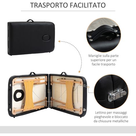Table de massage pliante pro avec réglage de hauteur, sac de transport fourni, noir. (1/4)