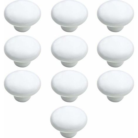 Pomo de puerta de cerámica para cocina, 10 unidades, 33 mm, color blanco