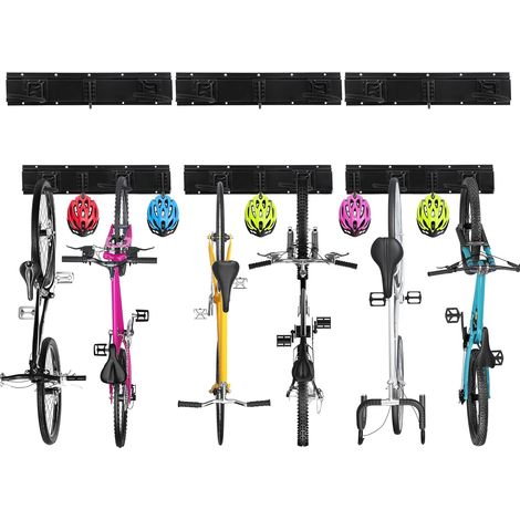 support mural pour vélos,porte velo,rangement garage, support mural pour 6 vélos et 5 casques, crochet mural résistant en acier massif, 3 rails de 20 pouces. (1/5)