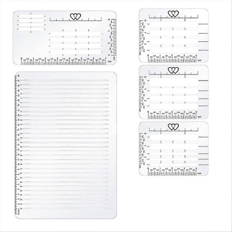 Set mit 5 geraden Linienschablonen zum Journaling und Adressieren von Briefumschlägen: Vorlagen und Abstandslinien. (1/5)