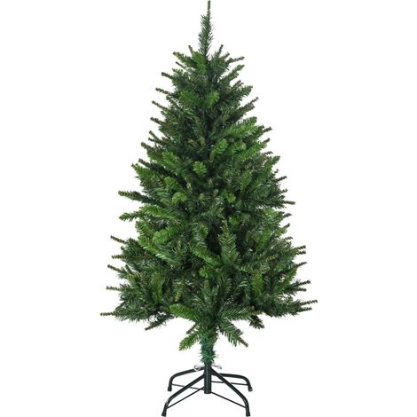 Homcom – Sapin de Noël artificiel 120 cm – 310 branches denses – Support en acier – Socle pliable – Plastique ignifugé, usage intérieur (1/5)