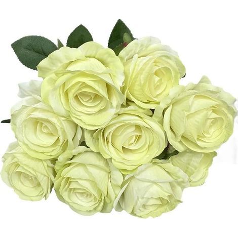 Bouquet de roses artificielles à 9 têtes de 45,7 cm, bouquets de roses artificielles vintage en soie pour décoration de mariage, maison, table, cuisine, bureau, jardin, plantes de verdure (1/5)