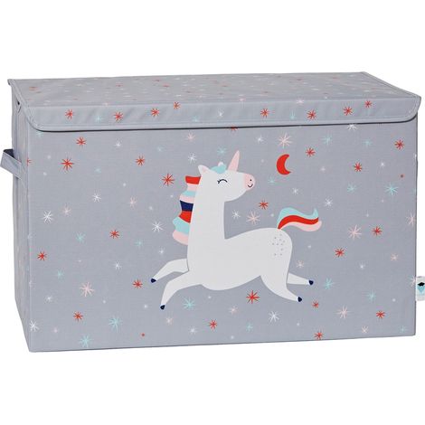LOVE IT STORE IT - Scatola Portaoggetti Extra Large 62x38x39cm - Tessuto Ultra Resistente, Pieghevole, Rinforzo In Legno - Fantasia A Unicorno (1/5)