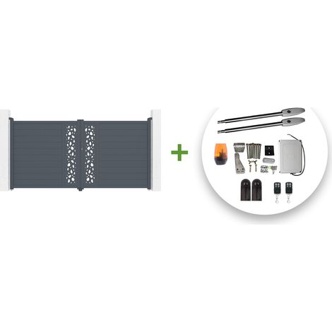 Portail battant électrique SUNNY 350x180cm gris + Motorisation TANKER B250 (1/5)