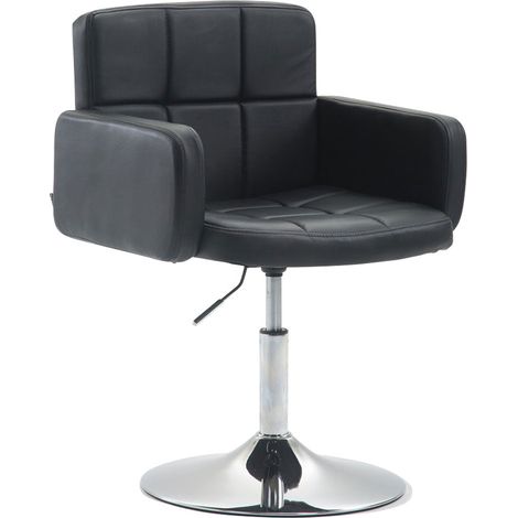 Poltroncina lounge con braccioli imbottiti girevoli a 360° in PVC nero e metallo cromato 100002805