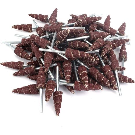 20 Stück 3 x 10 mm, 80er-Körnung, Schleifstift, kegelförmiges Schleifpapier, Entgraten, Schleifen, Polieren, Fächerrad mit 1/8-Zoll-Schaft, Schleifwerkzeug zum Schleifen und Polieren für Rotationswerk