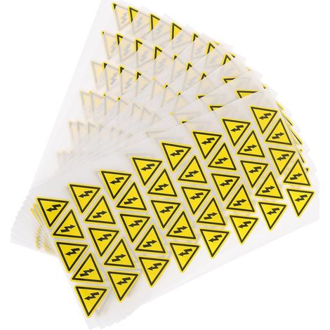 Panneau D'avertissement Adhésif Lot de 400 de Sécurité Électrique Autocollants Triangulaires en Papier Jaune, Étanches Impression Claire, pour Usage Intérieur et Extérieur (1/5)