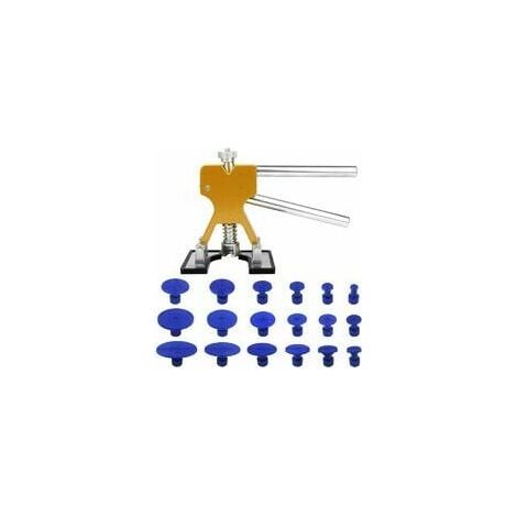 Kit de reparación de abolladuras sin pintura con ventosa, herramienta de reparación de abolladuras chapada en oro y 18 pegatinas para camiones, coches, motocicletas, carrocerías, puertas de frigorífic (1/5)